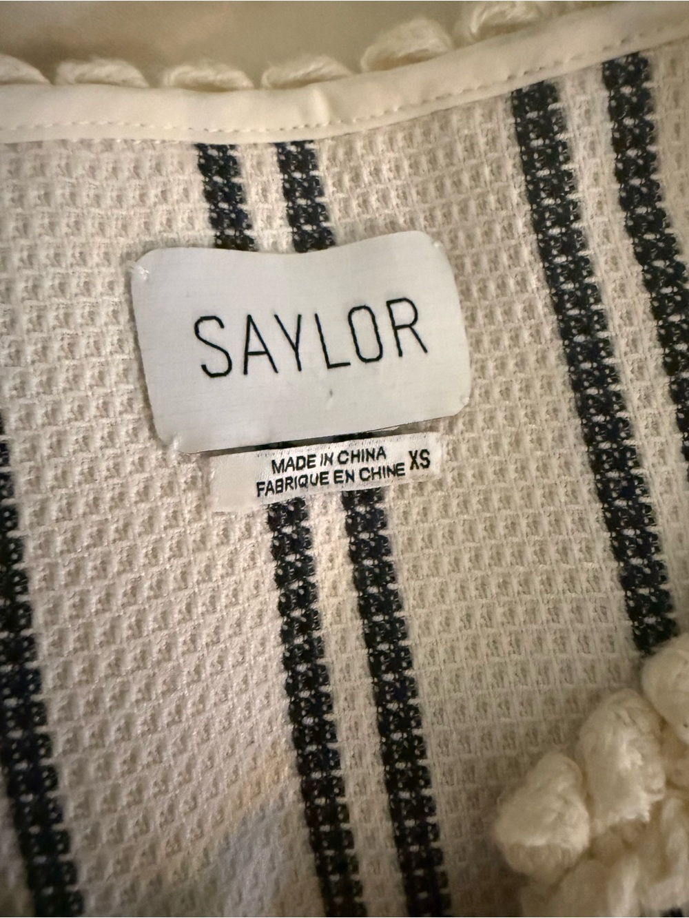 SAYLOR Cream and Black Striped Tassel-Trim Dress - Picture 7 of 11